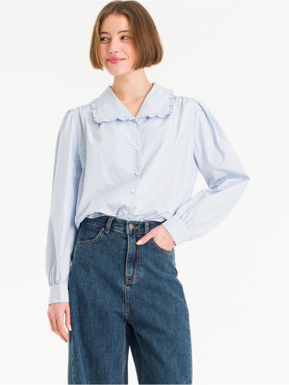 OLIVE CLOTHING Leah Frill Neck Blouse - Picture 2 of 6
